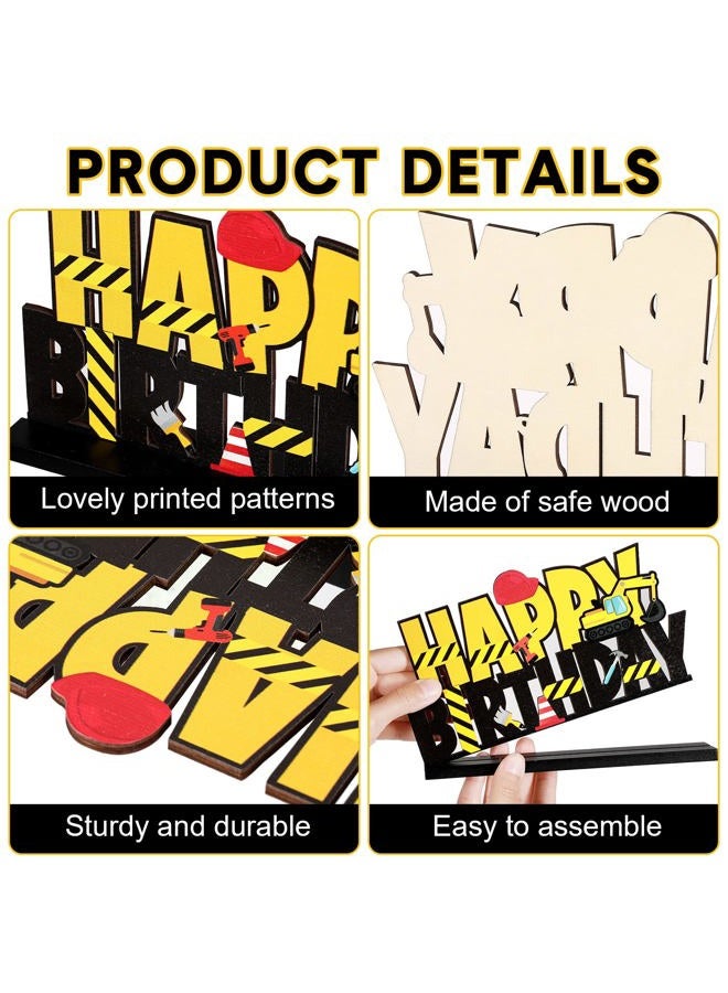 Capoda 5 Pcs Construction Wooden Table Centerpiece Construction Birthday Party Supplies Construction Party Decorations for Table Wood Excavator Table Topper Construction Party Supplies for Birthday - Image 3
