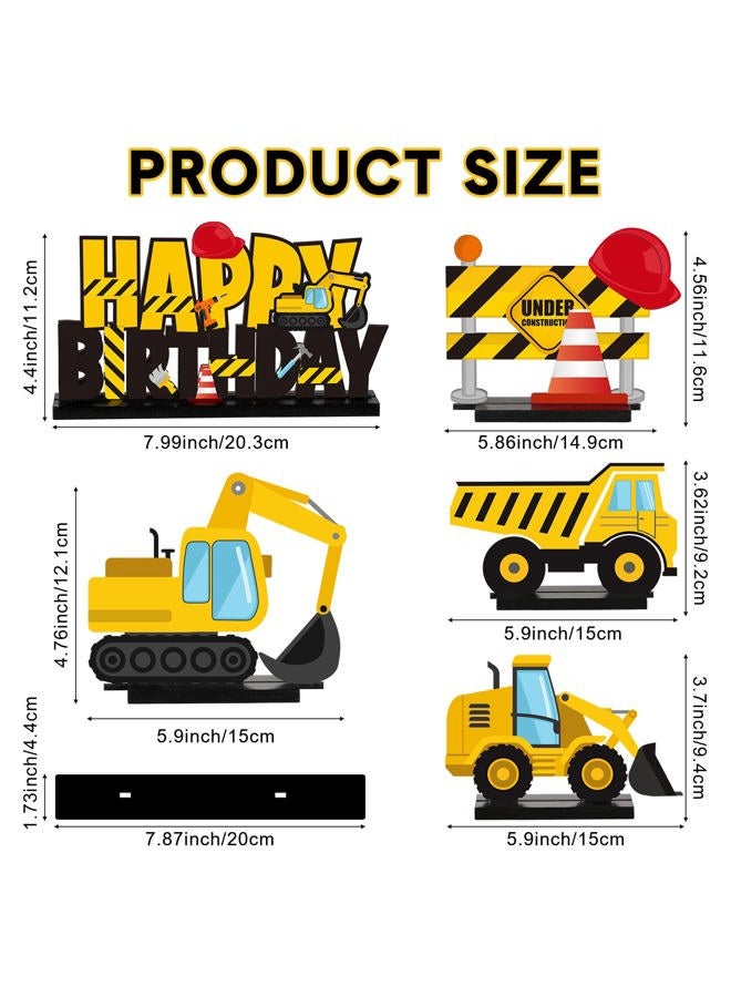 Capoda 5 Pcs Construction Wooden Table Centerpiece Construction Birthday Party Supplies Construction Party Decorations for Table Wood Excavator Table Topper Construction Party Supplies for Birthday - Image 2