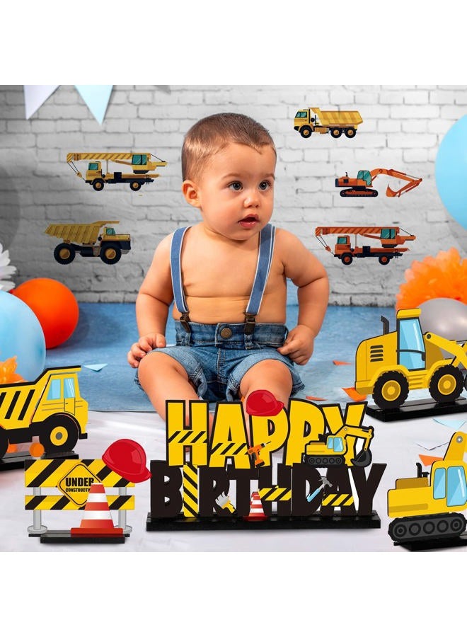 Capoda 5 Pcs Construction Wooden Table Centerpiece Construction Birthday Party Supplies Construction Party Decorations for Table Wood Excavator Table Topper Construction Party Supplies for Birthday - Image 5