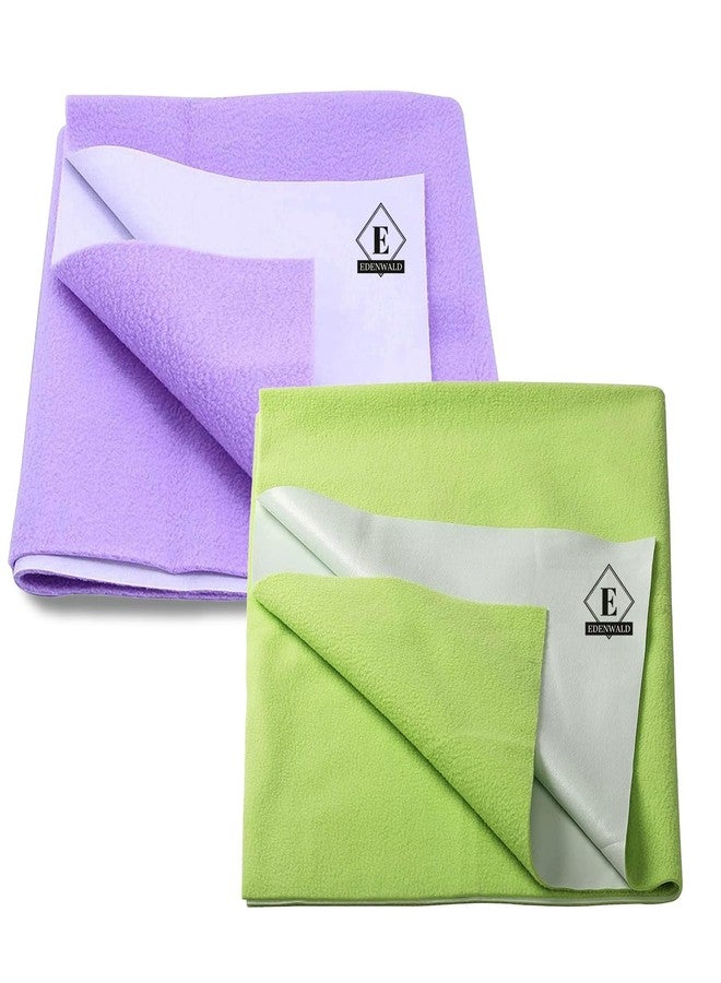Edenwald Waterproof Quick Dry Sheet Pack of 2 | Baby Sheet Waterproof Large Size Full Bed | (Mint Green+Purple_X-Large (200cm x 140cm) - Image 1