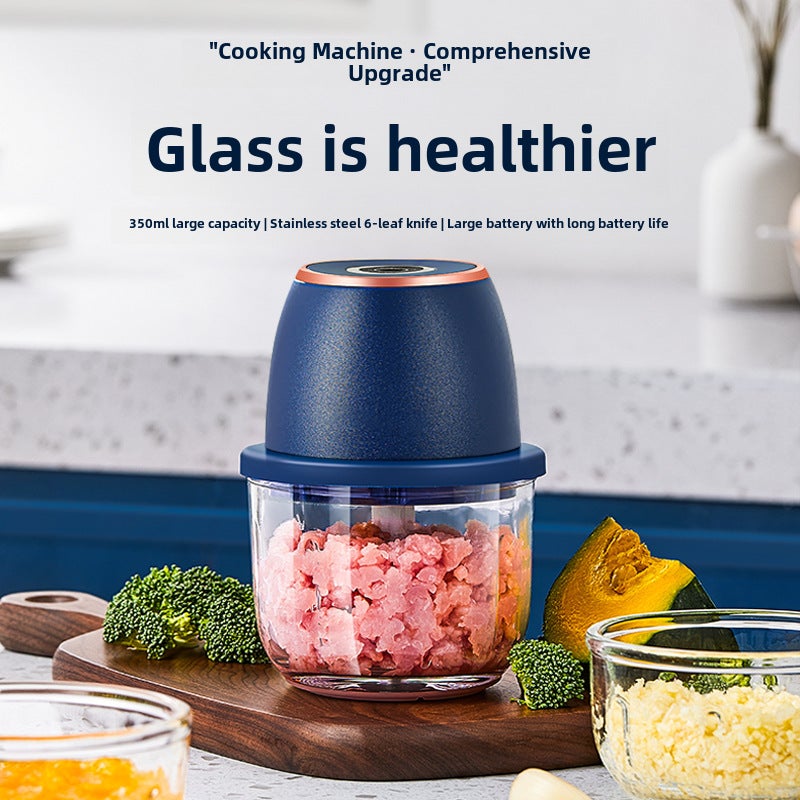 Garlic Puree electric garlic beater garlic grinder garlic grinder garlic mincer garlic garlic puller household garlic Mincer(300ML Green pp Cup + upgraded 4-leaf knife) - Image 2
