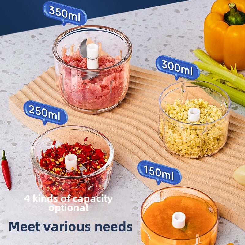 Garlic Puree electric garlic beater garlic grinder garlic grinder garlic mincer garlic garlic puller household garlic Mincer(300ML Green pp Cup + upgraded 4-leaf knife) - Image 3