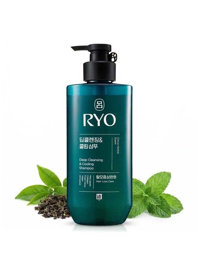 RYO Deep Cleansing Shampoo with Korean Ginseng & Caffeine - Cooling and Refreshing for Oily Scalp, Hair Loss Care, Anti-Dandruff, Sebum Control, 16 Fl Oz. - Image 1