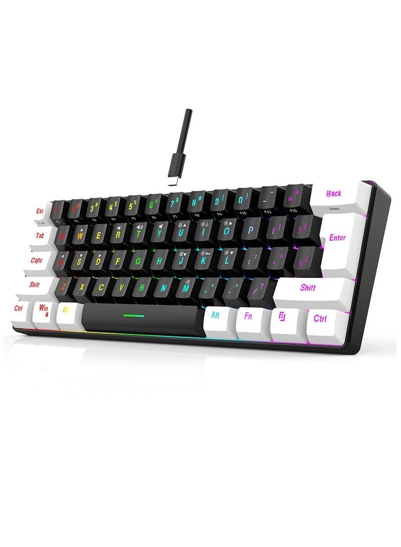 61 Keys RGB Gaming Keyboard 60% Mini Wired Waterproof For Gamer - Image 1