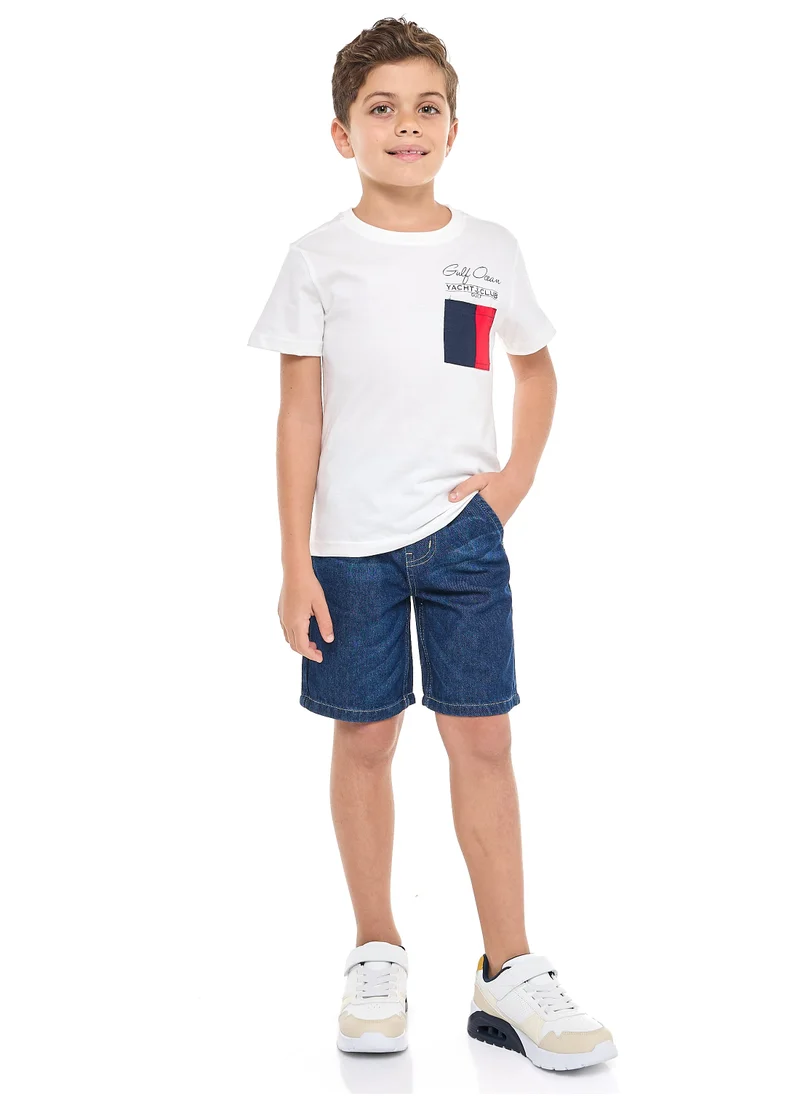 victor and jane Victor and Jane Boys' T-Shirt & Denim Shorts Set with Pocket detail