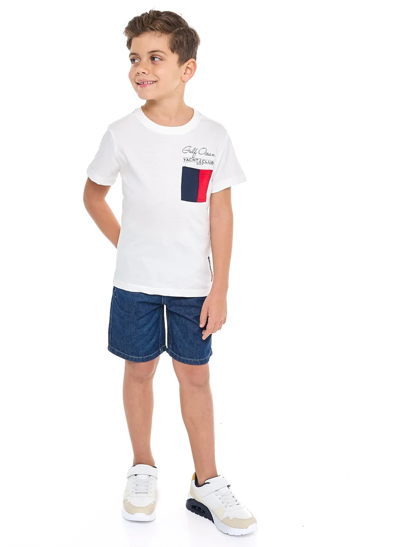 victor and jane Victor and Jane Boys' T-Shirt & Denim Shorts Set with Pocket detail