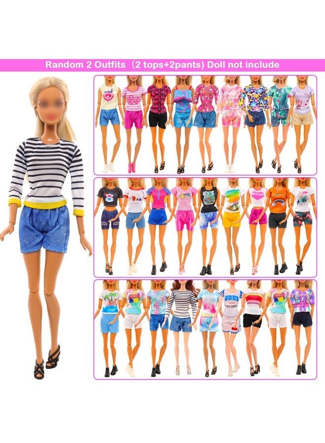 باروا مجموعة ملابس دمى باروا من 11 قطعة، تتضمن 3 فساتين مزينة بالترتر، و4 فساتين زهرية أنيقة، و4 ملابس كاجوال، وقمصان وسراويل لدمى الفتيات مقاس 11.5 بوصة - Image 5