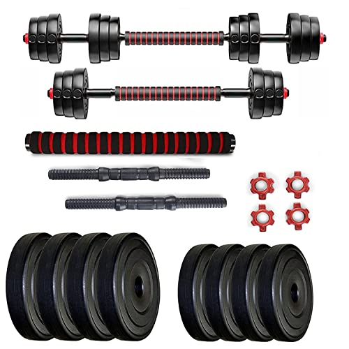 Protoner PVC 3 in 1 convertible DM 4-40 Kg Dumbbells Set and Fitness Kit for Men and Women Whole Body Workout (4 Kg (1 Kg x 4), 3 in 1 convertible), Black And Red - Image 1