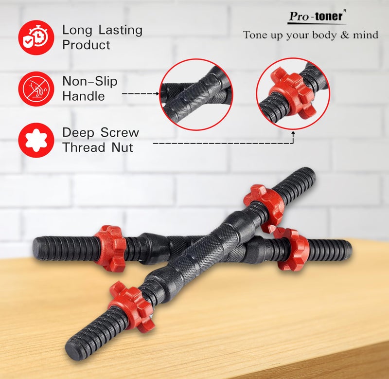 Protoner PVC 3 in 1 convertible DM 4-40 Kg Dumbbells Set and Fitness Kit for Men and Women Whole Body Workout (4 Kg (1 Kg x 4), 3 in 1 convertible), Black And Red - Image 5