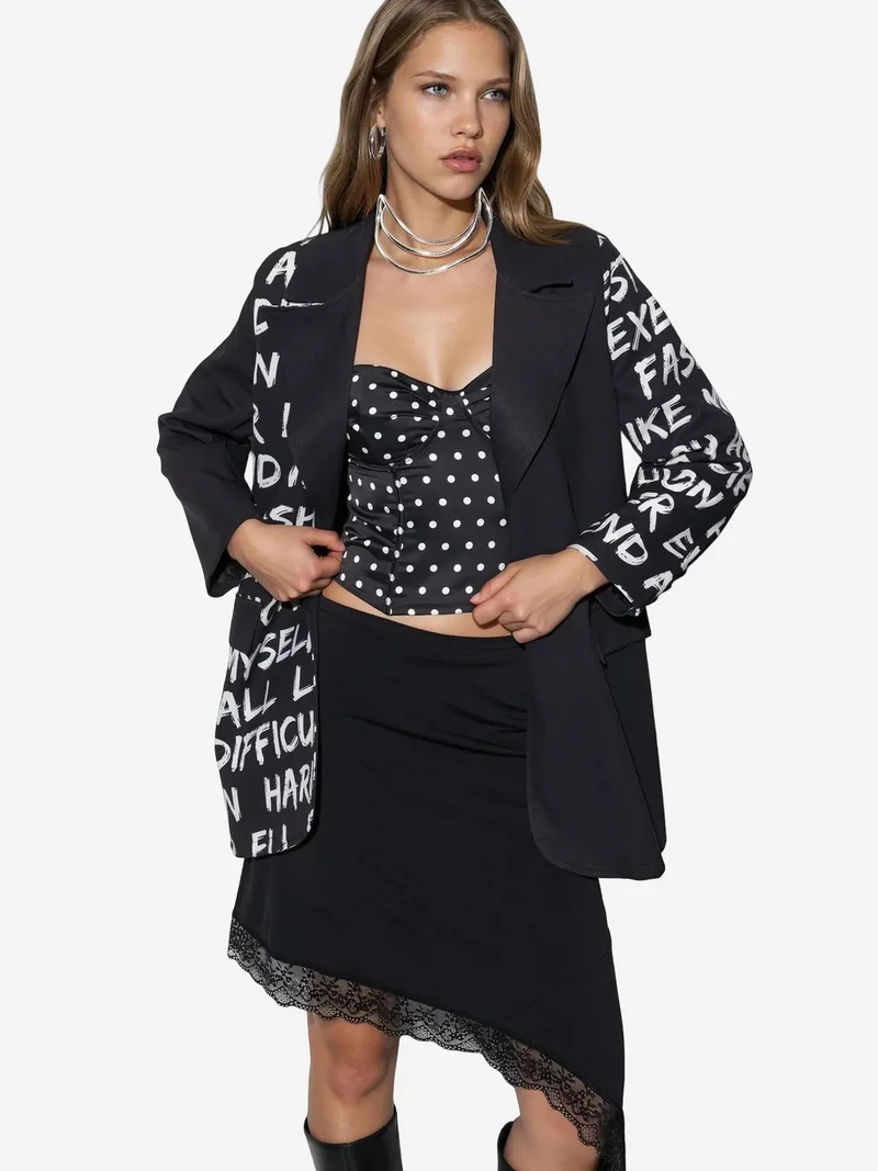 Jennyfer Oversized Crepe Blazer Jacket