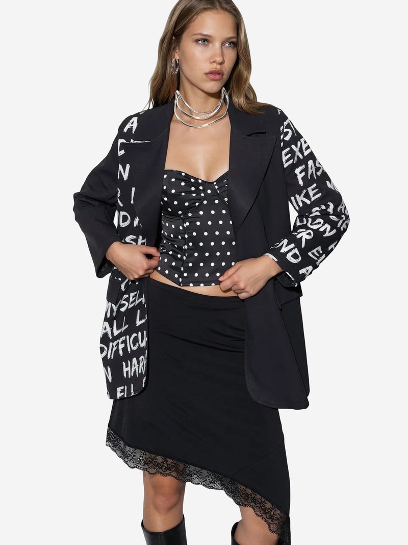 Jennyfer Oversized Crepe Blazer Jacket - Image 2