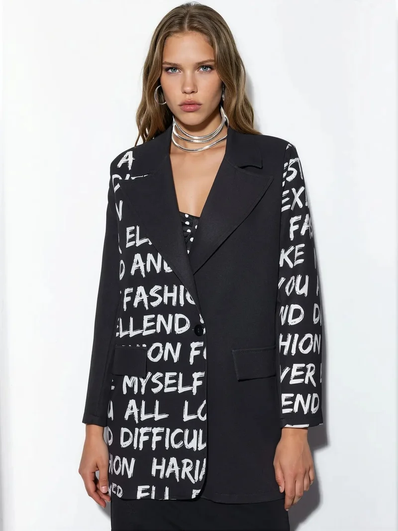 Jennyfer Oversized Crepe Blazer Jacket