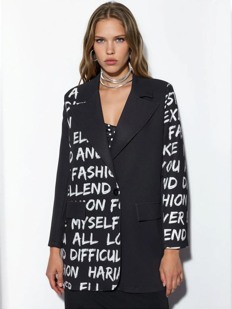 Jennyfer Oversized Crepe Blazer Jacket - Image 1