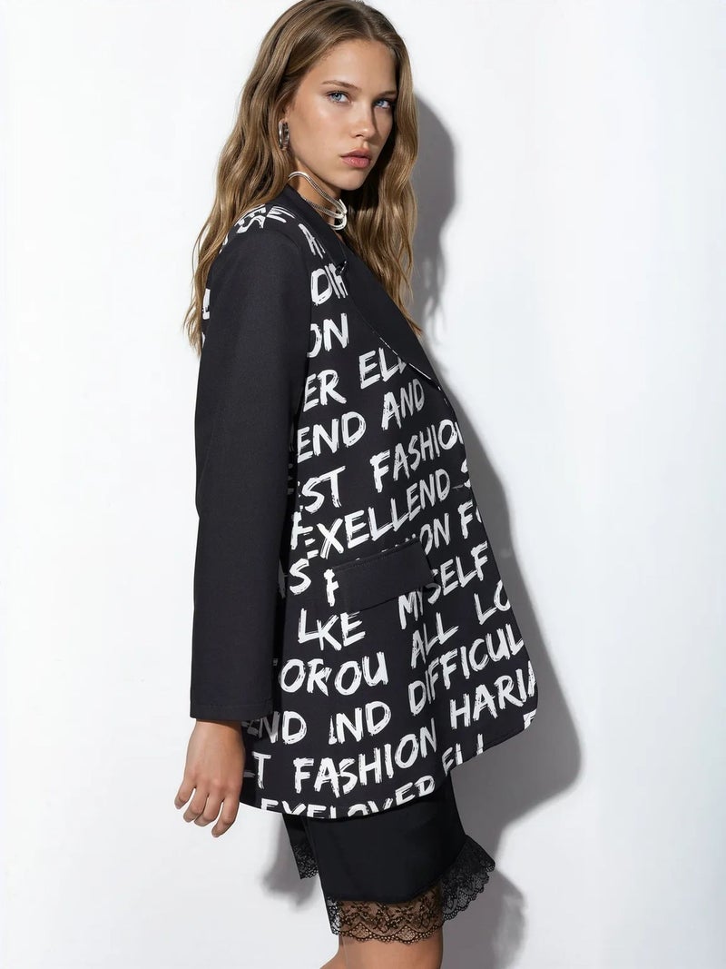 Jennyfer Oversized Crepe Blazer Jacket - Image 5