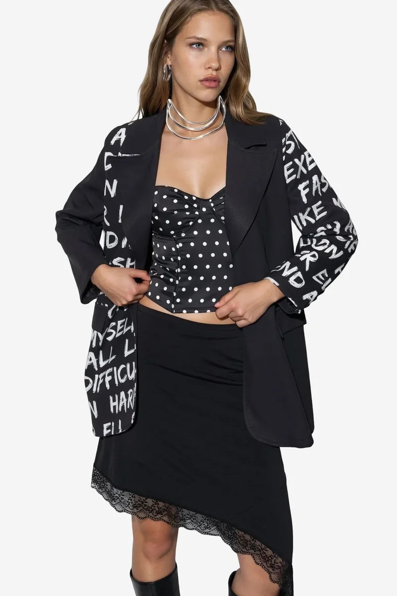 جينيفر Oversized Crepe Blazer Jacket