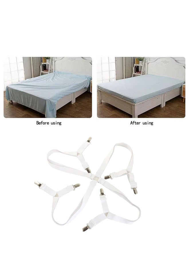 Sheet Straps Bed Sheet Holder Straps, Fitted Sheet Clips Adjustable Elastic Crisscross Suspenders Bedding Accessories Bed Sheet Fasteners for Corners, Fit Round and Square Mattresses - Image 3