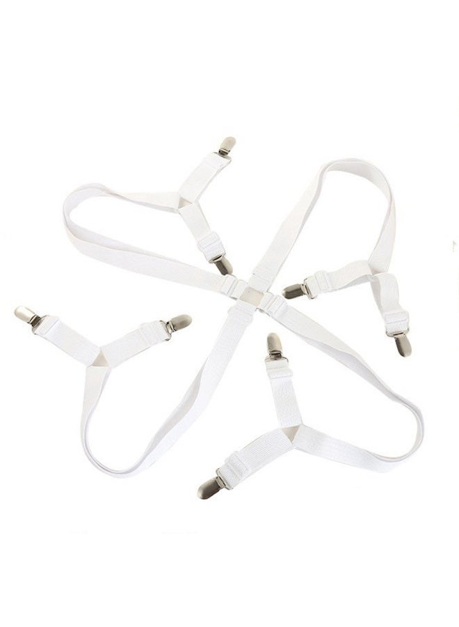 Sheet Straps Bed Sheet Holder Straps, Fitted Sheet Clips Adjustable Elastic Crisscross Suspenders Bedding Accessories Bed Sheet Fasteners for Corners, Fit Round and Square Mattresses - Image 1