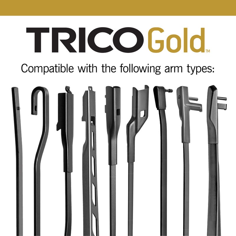 TRICO Gold 24" + 18" Premium Automotive Replacement Windshield Wiper Blades (Set of 2), Passenger and Driver Side All-Weather Beam Wiper Blades for Select Vehicle Models - Image 4