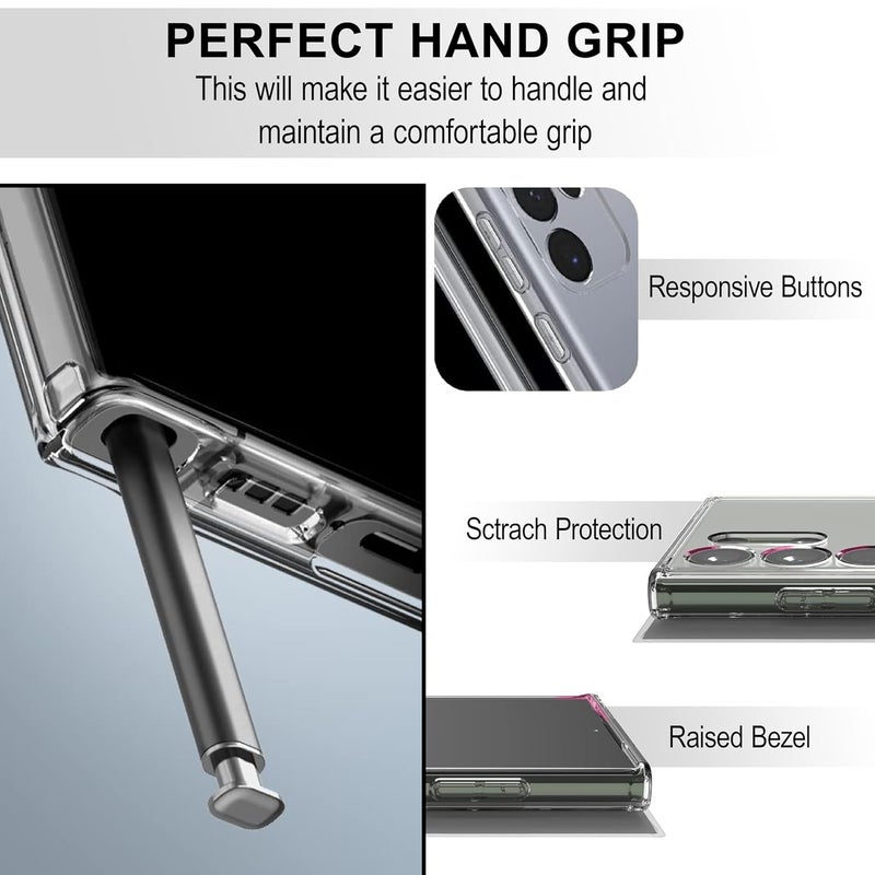 Cedo Samsung Galaxy S23 Ultra (5G) Clear Case | Soft Flexible Slim-Fit | Full Body 360 Protection Shock Proof TPU Back Cover (Transparent) - Image 3