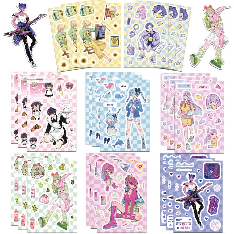 Korean Cartoon Collage Cute Girl Phone Case Stickers Set 8ZD121 dimensional rhythm (default 8 sheets/bag)