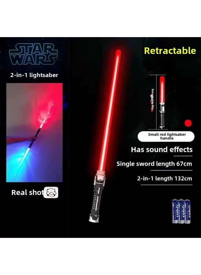 Generic - Laser Sword Retractable Lightsaber Two-in-one Seven-color Flash Stick Stall Export Special Logo-Color:1 Light/Red-telescopic (audible)-without Battery - Image 1