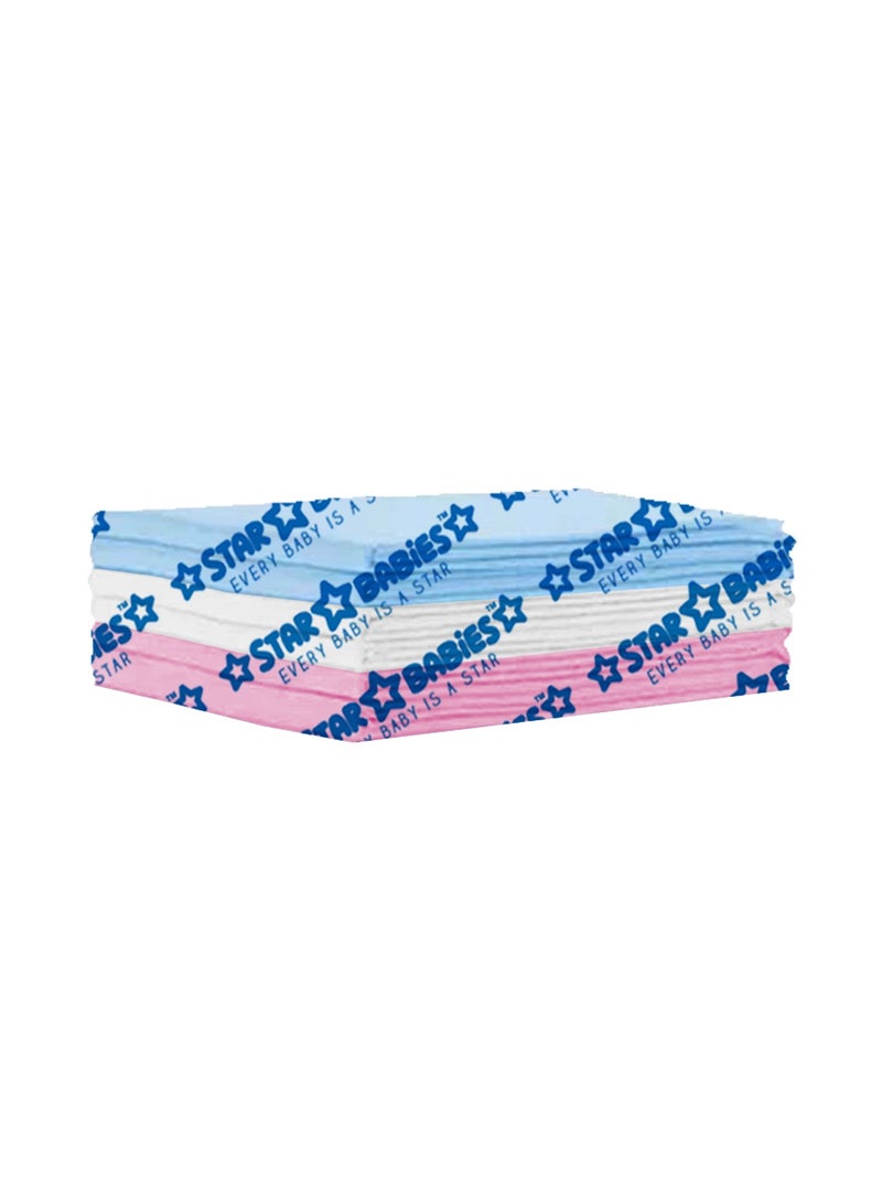 STAR BABiES Star Babies  Disposable Changing Mats - 45 x 60cm - Large Pack of  of 6 - Blue/Pink/White-Rainbow  - Image 1