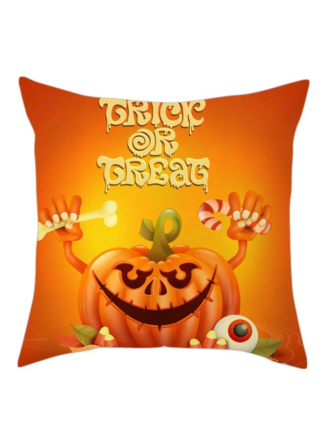 NIBEMINENT Halloween Printed Cushion Cover Orange/Yellow/Green 45x45cm