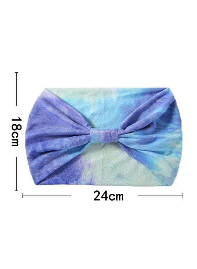 Loquat Boho Elastic Tie Dye Wide Headbands, Cotton Breathable Non Slip Knot Head Wraps Yoga Sweatbands, Hair Scarf Fashion Hair Accessories for Sport Workout Running (Blue) - Image 2