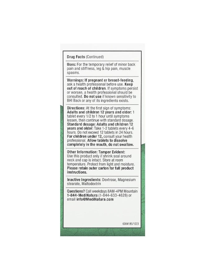 MediNatura MediNatura, BHI, Back Pain Relief Tables, 100 Tablets - Image 3