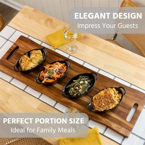 Home Beets Oval Au Gratin Baking Dishes for Oven Safe and Microwave Cooking and Baking, 4 Pc. Set, Heat Resistant Ceramic with Handles for Serving, Small Mini Casserole Dish, 8" x 5", 16 oz, Matte Black - Image 3