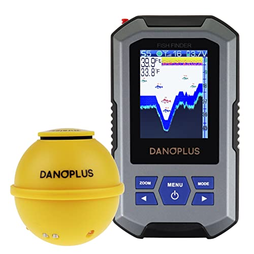 DANOPLUS Portable Fish Finder Large HD Display Wireless Fish Finder, Fish Finders & Depth Finders for Boats with 147 feet Depth Detection Sensor, Rechargeable Castable Fish Finder Display Fish, Temp, Depth - Image 1