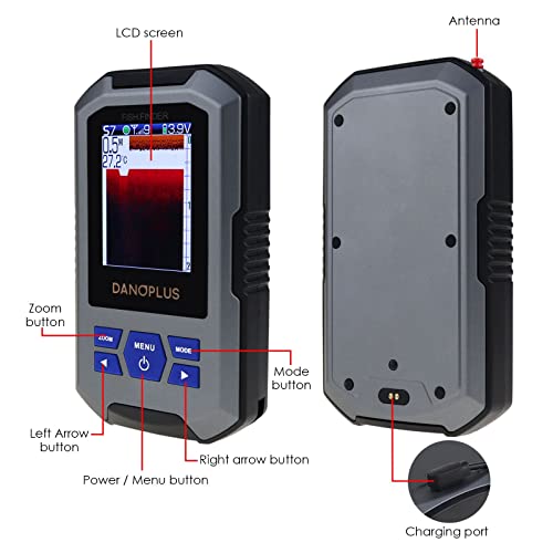 DANOPLUS Portable Fish Finder Large HD Display Wireless Fish Finder, Fish Finders & Depth Finders for Boats with 147 feet Depth Detection Sensor, Rechargeable Castable Fish Finder Display Fish, Temp, Depth - Image 5