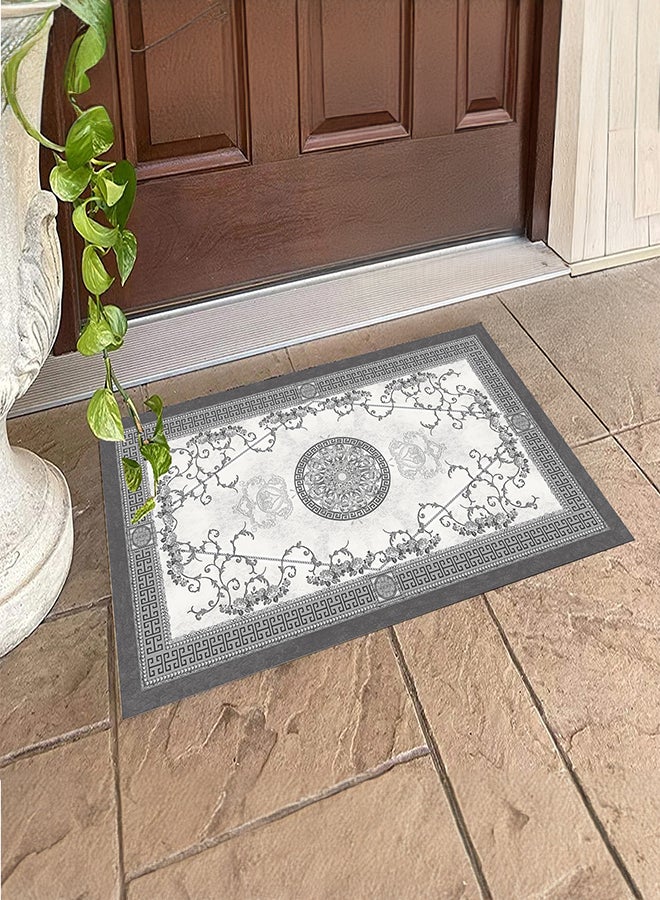 In-House Soft Velvet Turkish Rectangular Door & Bath Mat - Grey - 60x40 cm  - Image 1