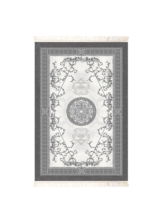 In-House Soft Velvet Turkish Rectangular Door & Bath Mat - Grey - 60x40 cm  - Image 2