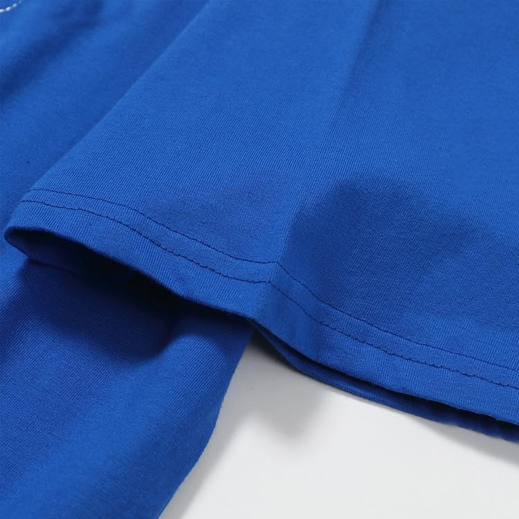 THALASI Aesthetic Korean Style Blue Oversized T Shirts for Men - Baggy Fit T-Shirt with Down Shoulder and Half Sleeves & Branded Cotton Anime T-Shirts for Men - Image 5