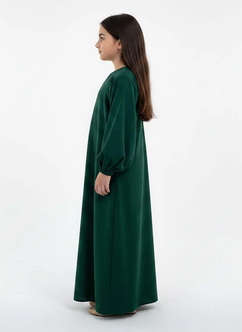 أم سكوير فاشن Kids Harir Maqsood Prayer Abaya I Green