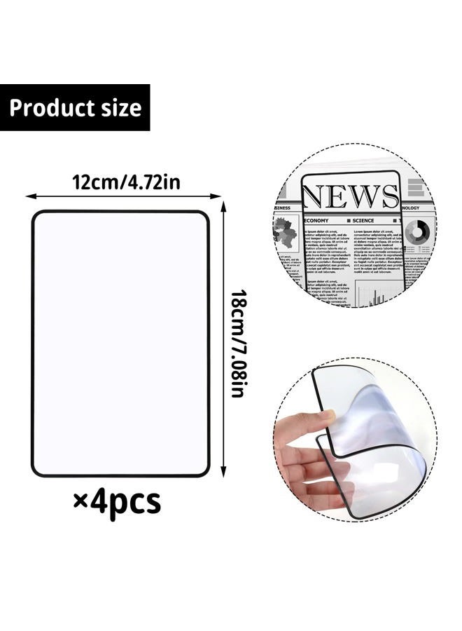 HOYDATE 4Pcs Page Magnifying Sheet 3X Lightweight Optical Plastic Fresnel Lens Bookmark Flat Magnifier for The Elderly and People with Low Vision Reading Small Prints, Maps and Books - Image 2