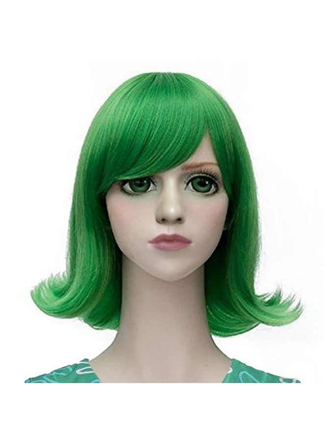 Anogol Hair Cap+Short Green Wavy Cosplay Wig Green Flip Wig Green Hair Costume Halloween Wigs For Women Men Dress Up Wig For Anime Cartoon Costume Party Wig For Halloween Christmas