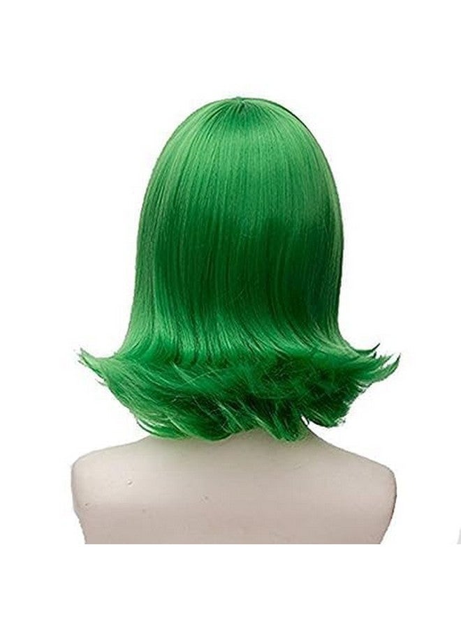 Anogol Hair Cap+Short Green Wavy Cosplay Wig Green Flip Wig Green Hair Costume Halloween Wigs For Women Men Dress Up Wig For Anime Cartoon Costume Party Wig For Halloween Christmas