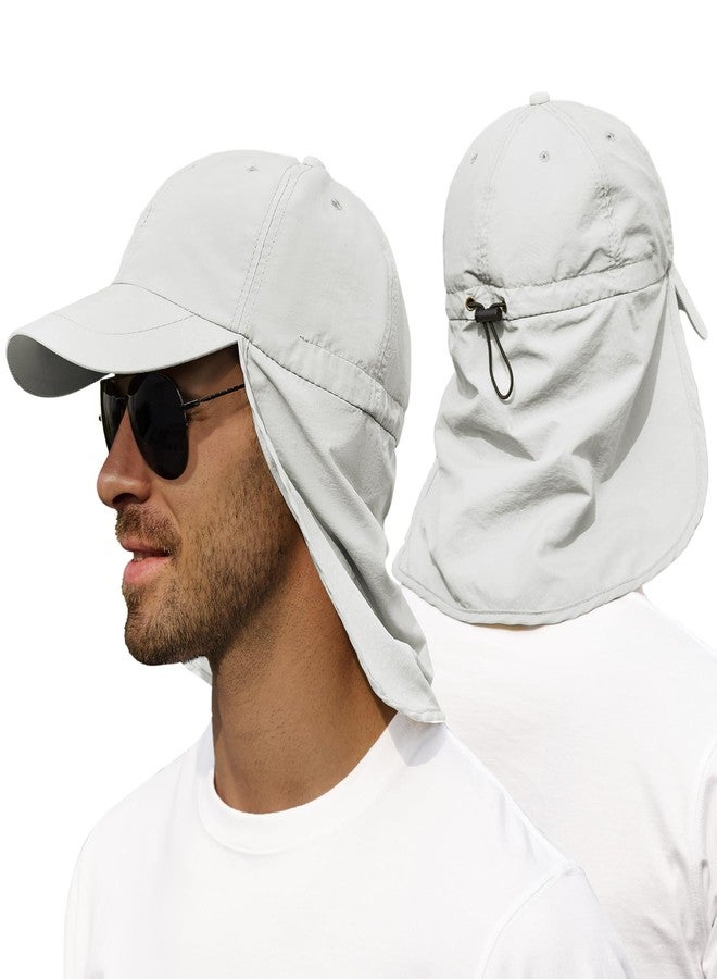 Zando Sun Hats for Men Women with Neck Flap Cover UPF 50+ Waterproof Baseball Cap Light Grey Shade Hat Adjustable Breathable Outdoor Hiking Fishing Gardening Safari One Size - Image 1