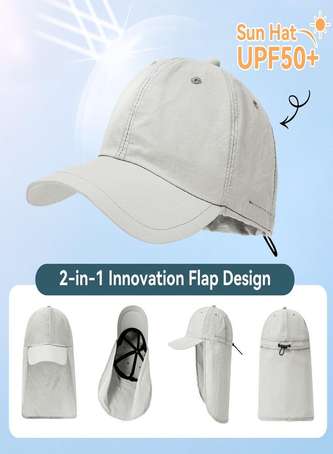 Zando Sun Hats for Men Women with Neck Flap Cover UPF 50+ Waterproof Baseball Cap Light Grey Shade Hat Adjustable Breathable Outdoor Hiking Fishing Gardening Safari One Size - Image 2