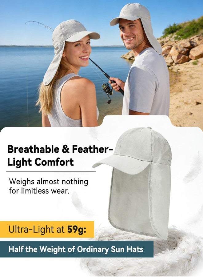 Zando Sun Hats for Men Women with Neck Flap Cover UPF 50+ Waterproof Baseball Cap Light Grey Shade Hat Adjustable Breathable Outdoor Hiking Fishing Gardening Safari One Size - Image 4