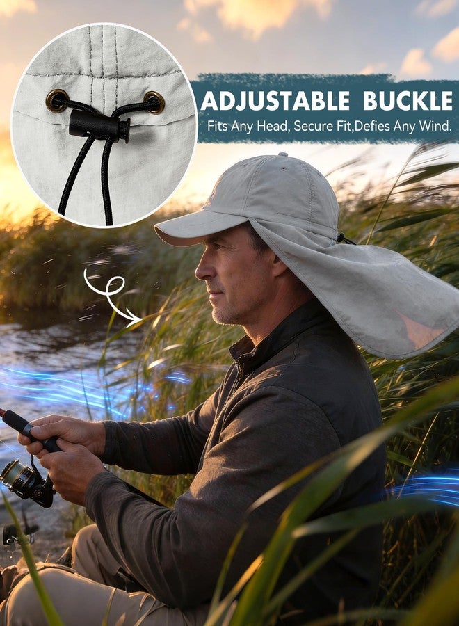 Zando Sun Hats for Men Women with Neck Flap Cover UPF 50+ Waterproof Baseball Cap Light Grey Shade Hat Adjustable Breathable Outdoor Hiking Fishing Gardening Safari One Size - Image 3