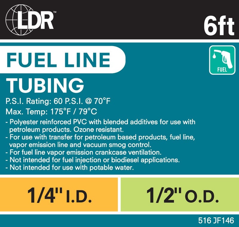 LDR Industries ¼ Inch ID Fuel Line for Small Engines 6-Foot Length - Image 2