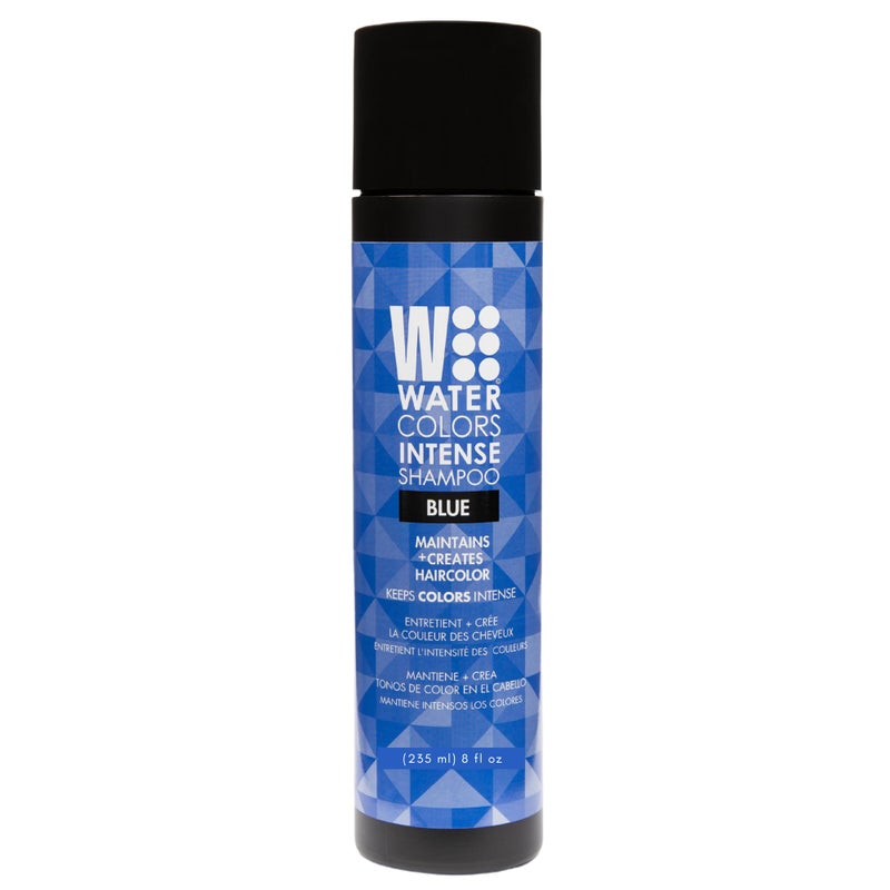 Watercolors by Tressa INTENSE 3-in-1 Color Depositing Shampoo, Semi Permanent Hair Color, Hair Dye Shampoo for Curly, Dry, and Normal Hair, 8 fl oz - BLUE - Image 1
