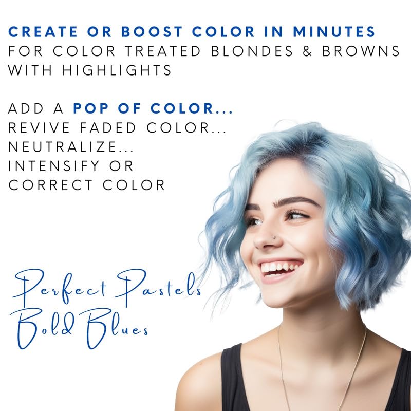 Watercolors by Tressa INTENSE 3-in-1 Color Depositing Shampoo, Semi Permanent Hair Color, Hair Dye Shampoo for Curly, Dry, and Normal Hair, 8 fl oz - BLUE - Image 3