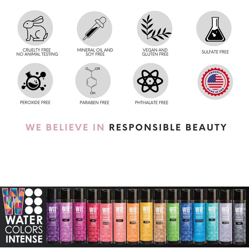 Watercolors by Tressa INTENSE 3-in-1 Color Depositing Shampoo, Semi Permanent Hair Color, Hair Dye Shampoo for Curly, Dry, and Normal Hair, 8 fl oz - BLUE - Image 5