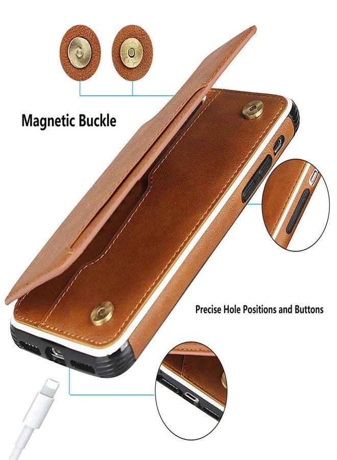 iCoverCase Compatible with iPhone Xs Max Wallet Phone Case with Card Holder and Wrist Strap PU Leather Kickstand Shockproof Case 6.5 Inch (Khaki) - Image 5