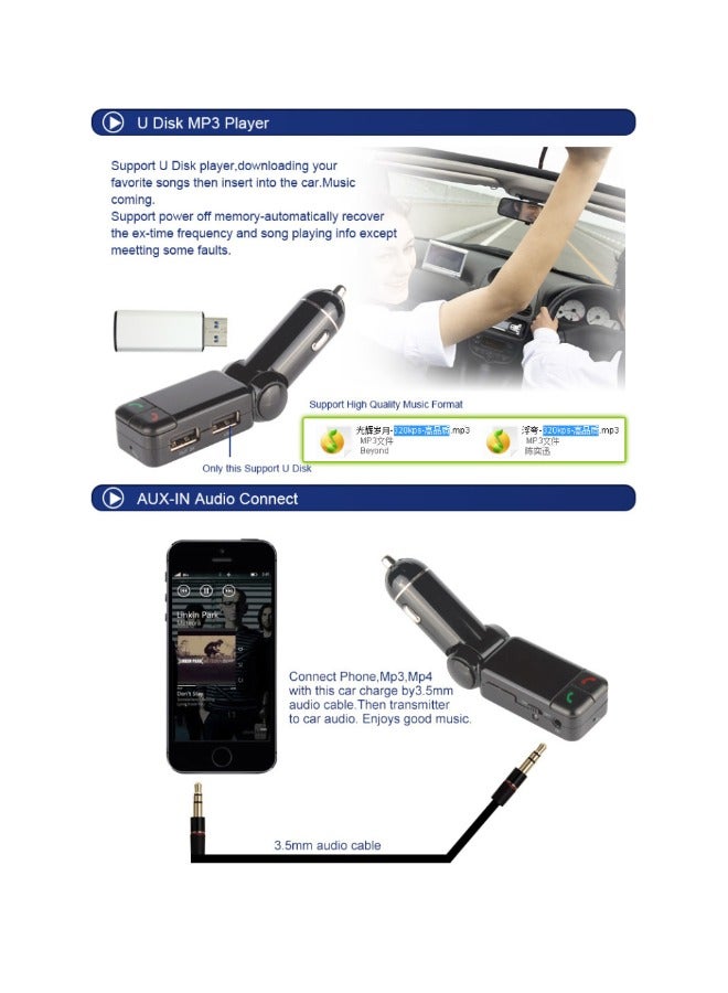 Car Fast Charger USB Car Wireless Hands-free Device Car MP3 Player Bluetooth Receiver  - Image 3