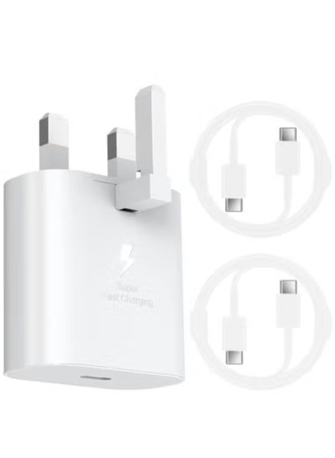 TIGER For Samsung 45w Fast Charger Type C Samsung Super Fast Charger 45W with 5FT USB-C Cable*2pcs, Android Charger for Samsung Galaxy S23 Ultra/S23/S23+/S22/S22 Ultra/S22+/Note 10/20/S20 (white-2pcs Cable) - Image 1
